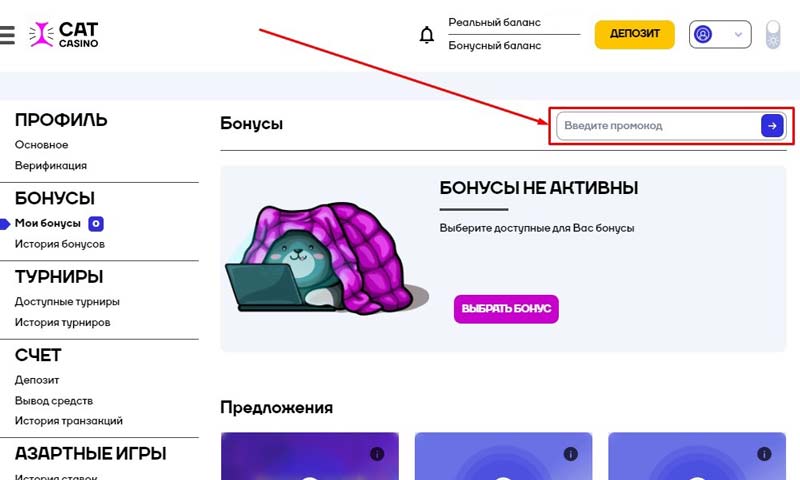 Бонусы Cat Casino